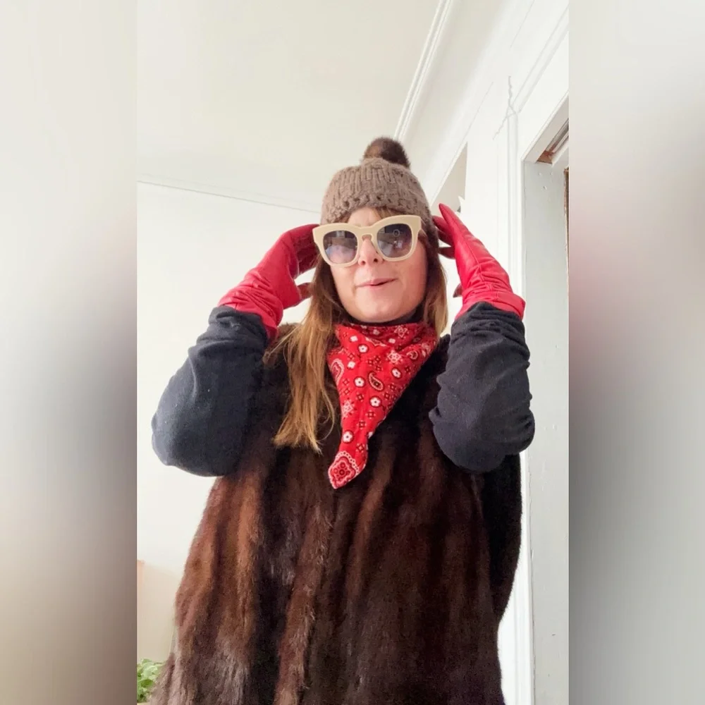 Vintage chocolate mink oversize  sleeve less Fur Coat - Picture 9 of 12